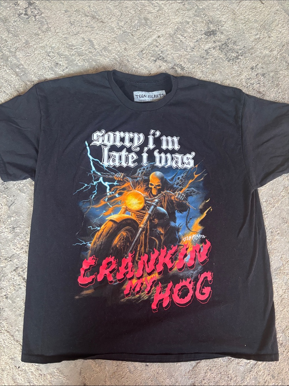 Black 'Crankin My Hog' Graphic Biker Tee
